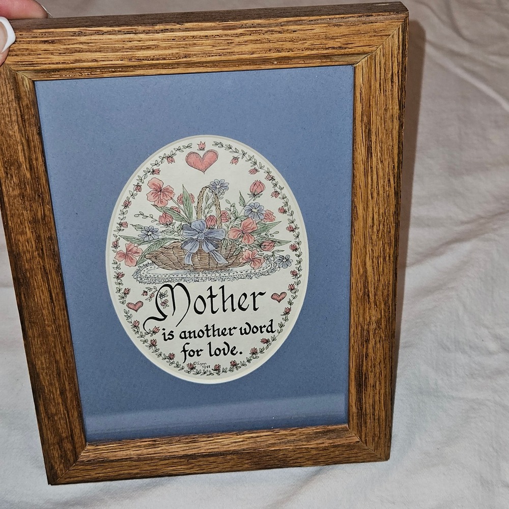 Vintage 1988 Creative Calligraphy Mother is Another Word For Love Framed Art 8x6